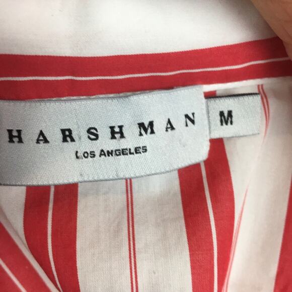 Harshman Red & White Stripe Short Sleeve Andy Popover Top Medium - Picture 6 of 7